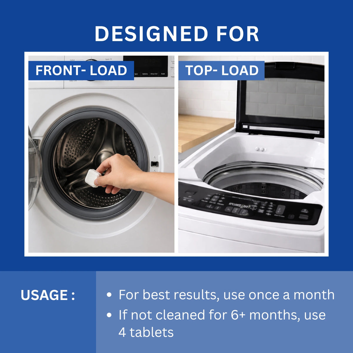 Washing Machine Cleaner Descale Tablets - Pack of 8