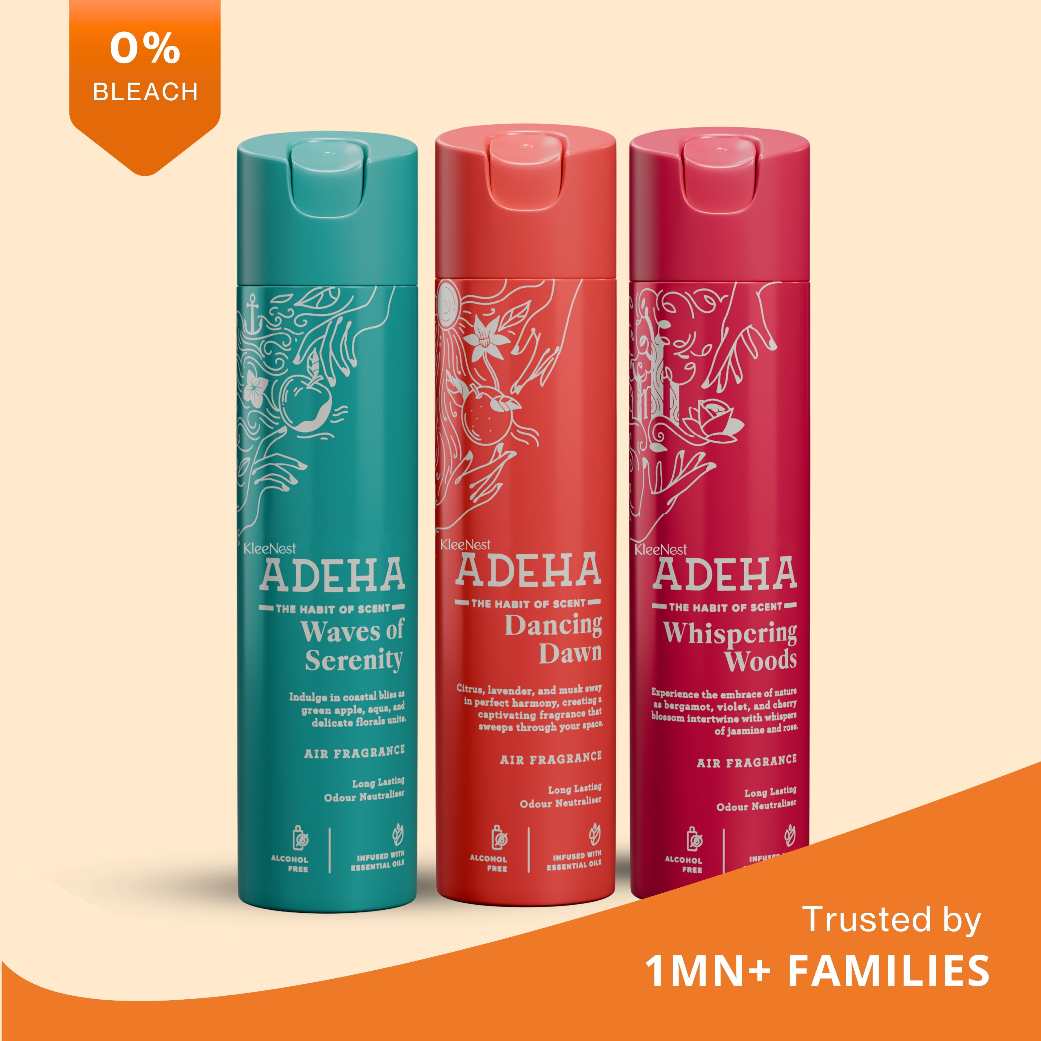 Adeha Room Air Freshener Spray Buy 2 Get 1 Free - Alcohol Free Room Freshener for Home & Office (218 mlx3) | Long-Lasting Fragrance