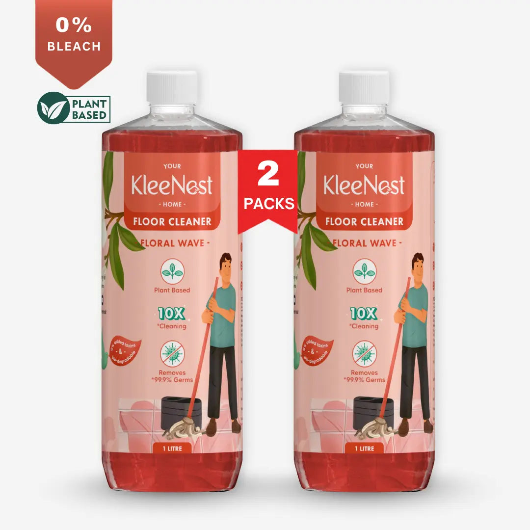 Kleenest Natural Eco-friendly Floor Cleaner Liquid 1 Litre ( Pack of 2)- Floral Wave