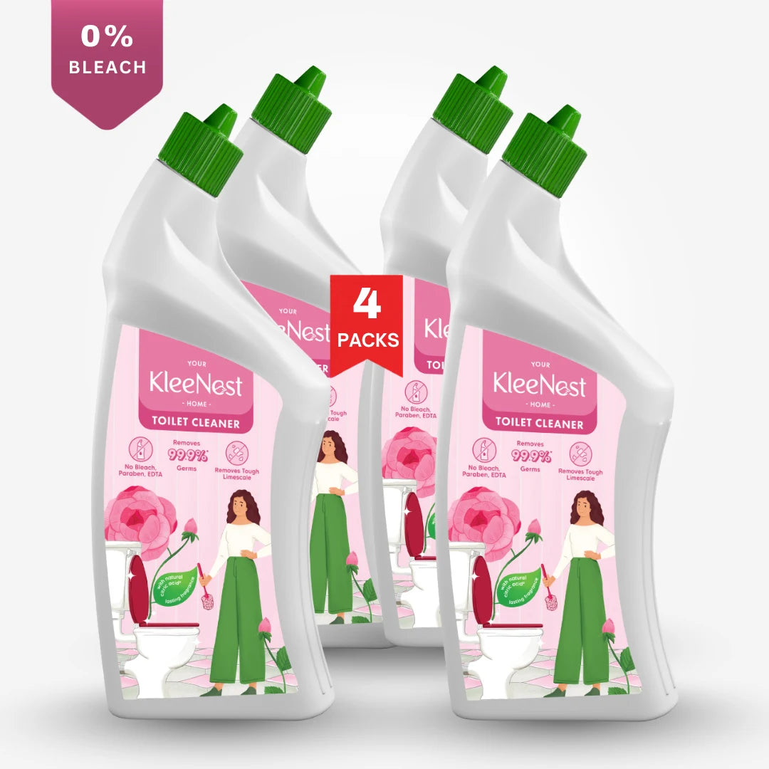 Kleenest Advanced Toilet Cleaner Liquid, Rose – 1 litre (Pack of 4)