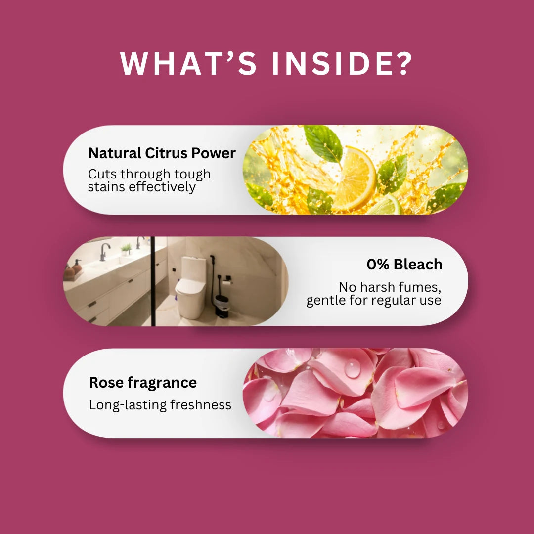 Kleenest Advanced Toilet Cleaner Liquid, Rose – 1 litre (Pack of 2)