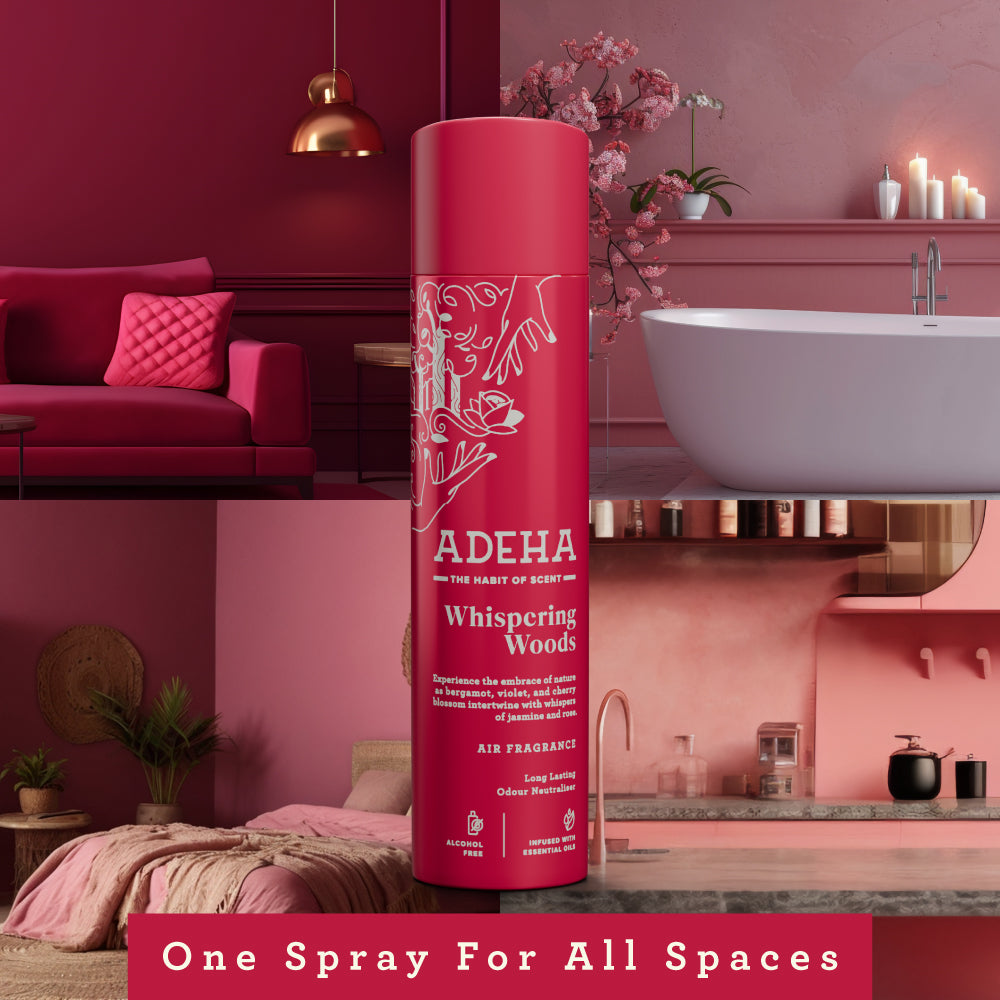 Adeha Room Air Freshener Spray - Whispering Woods Pack of 2 | Alcohol Free Room Freshener for Home & Office (218 mlx2) | Long-Lasting Fragrance