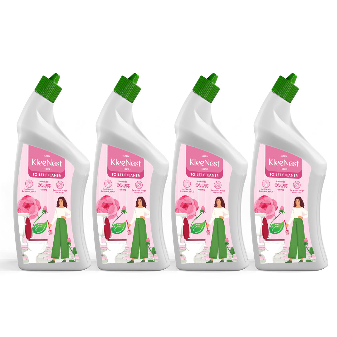 Kleenest Advanced Toilet Cleaner Liquid, Rose – 1 litre (Pack of 4)