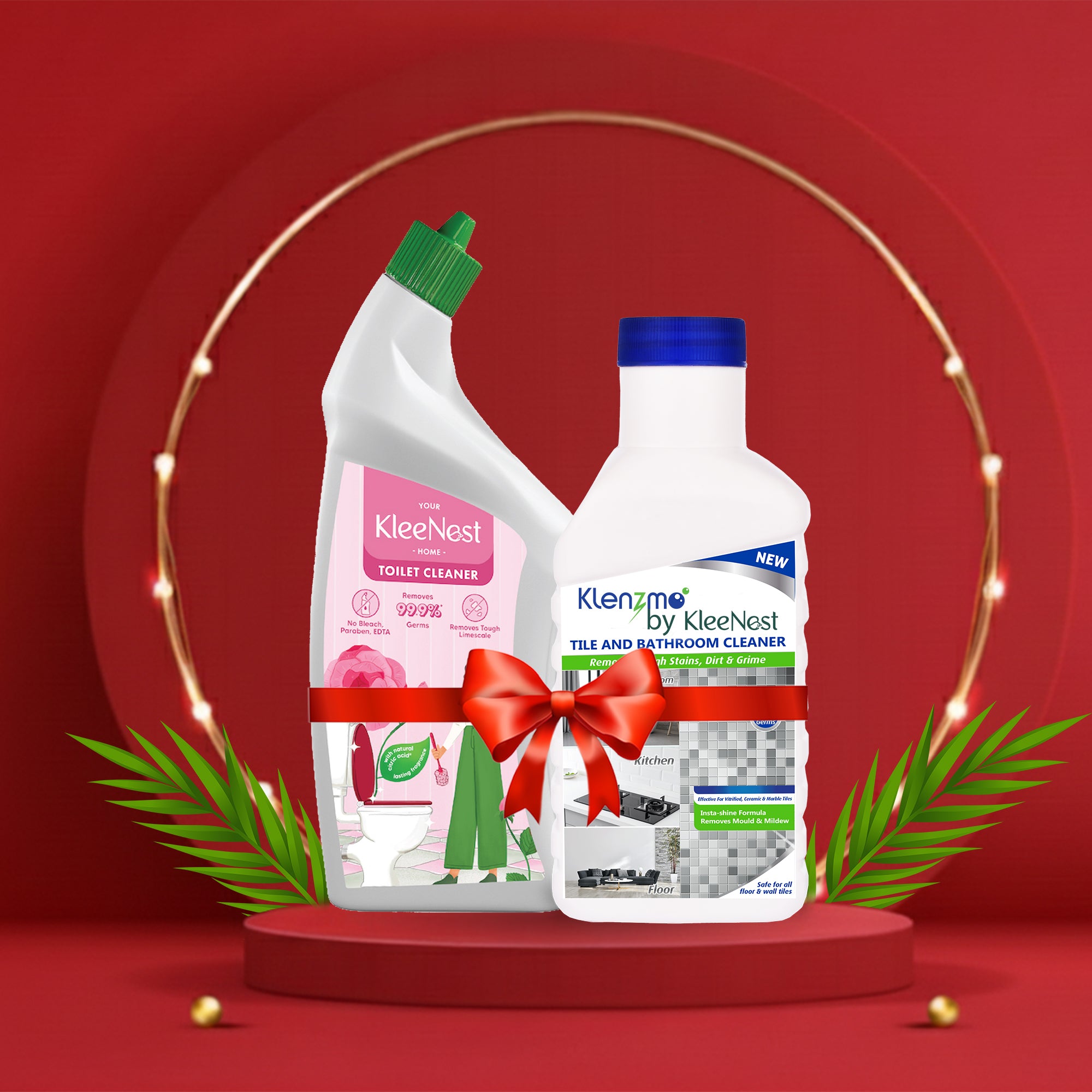 Toilet & Tile and Bathroom Cleaning Combo (Kleenest Toilet Cleaner 1000ml + Klenzmo Tile and Bathroom Cleaner 850ml)