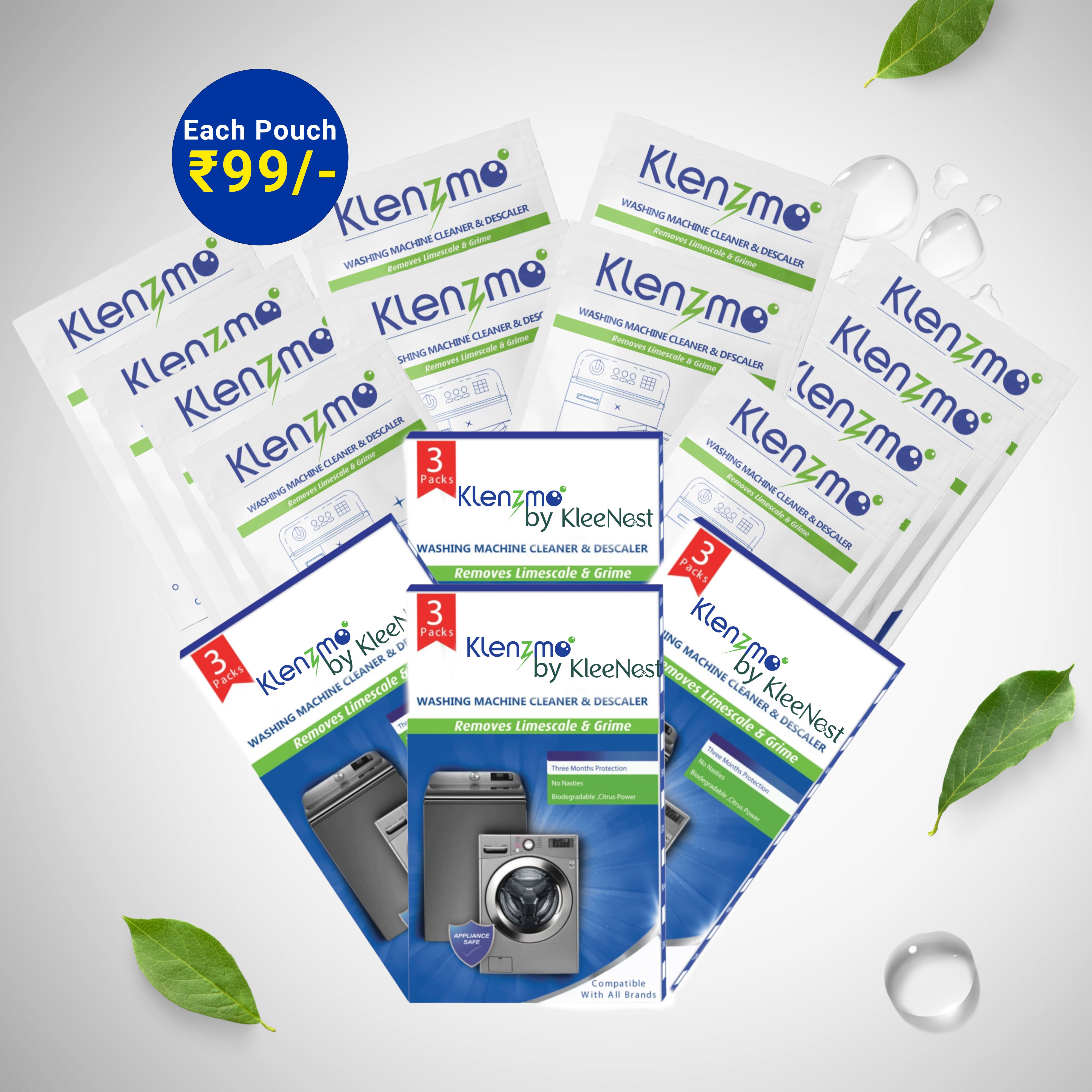 Washing Machine Cleaner and Descaler - Pouch Pack of 4