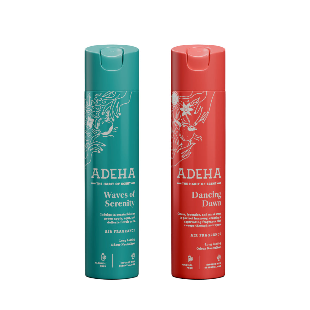 Adeha Room Air Freshener Spray Combo - Alcohol Free Room Freshener for Home & Office (218 mlx2) | Long-Lasting Fragrance