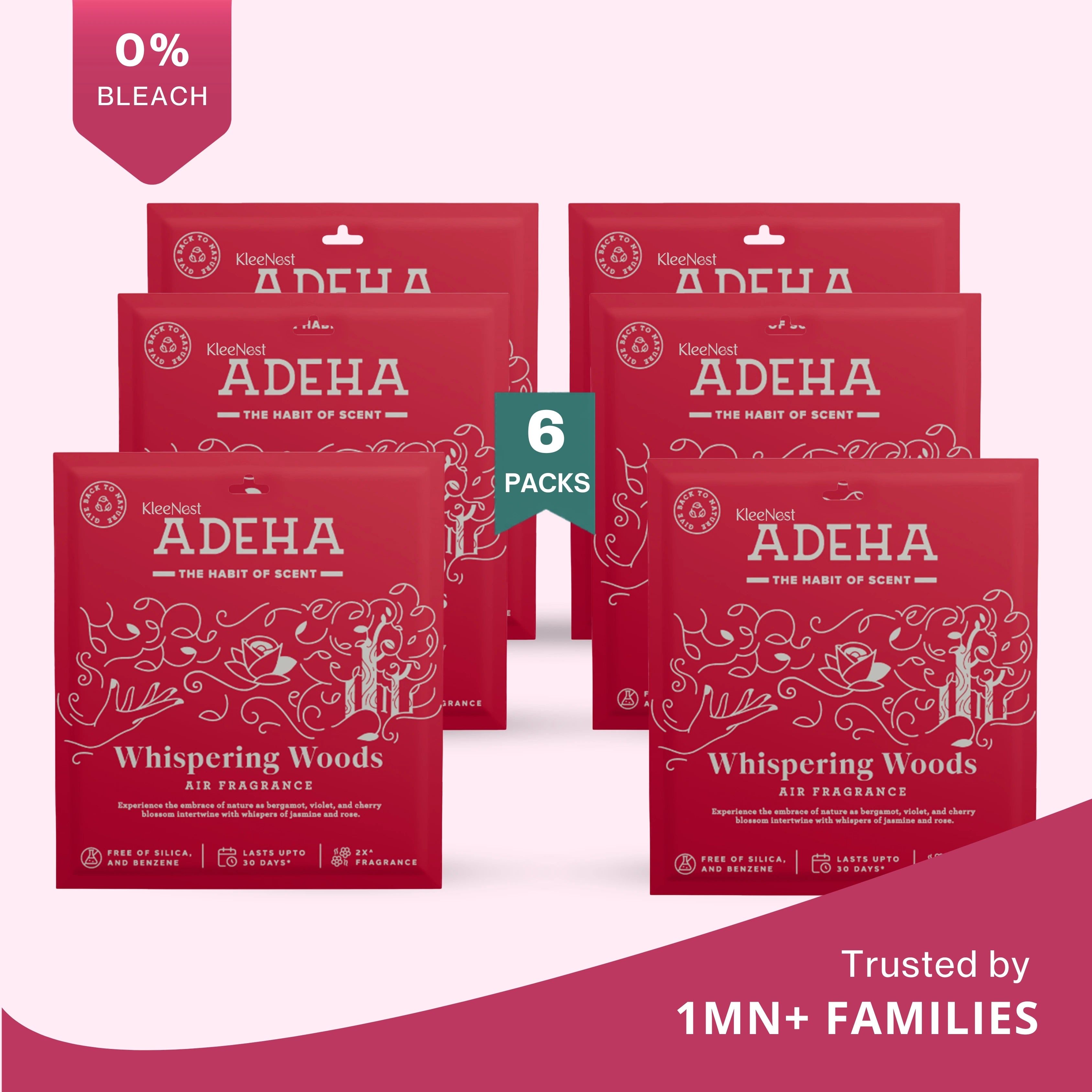 Adeha Fragrance Pouch - Air freshener for Bathroom, Car, Wardrobe - Whispering Woods