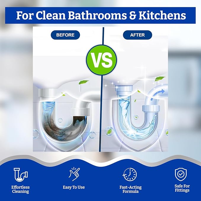 Drain Cleaner Liquid 400ml - 10 Doses | Clears Blocked Drains, Pipes, Sinks & Septic Tanks | Melts Grease & Dissolves Hair Quickly