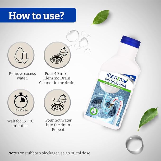 Drain Cleaner Liquid 400ml - 10 Doses | Clears Blocked Drains, Pipes, Sinks & Septic Tanks | Melts Grease & Dissolves Hair Quickly