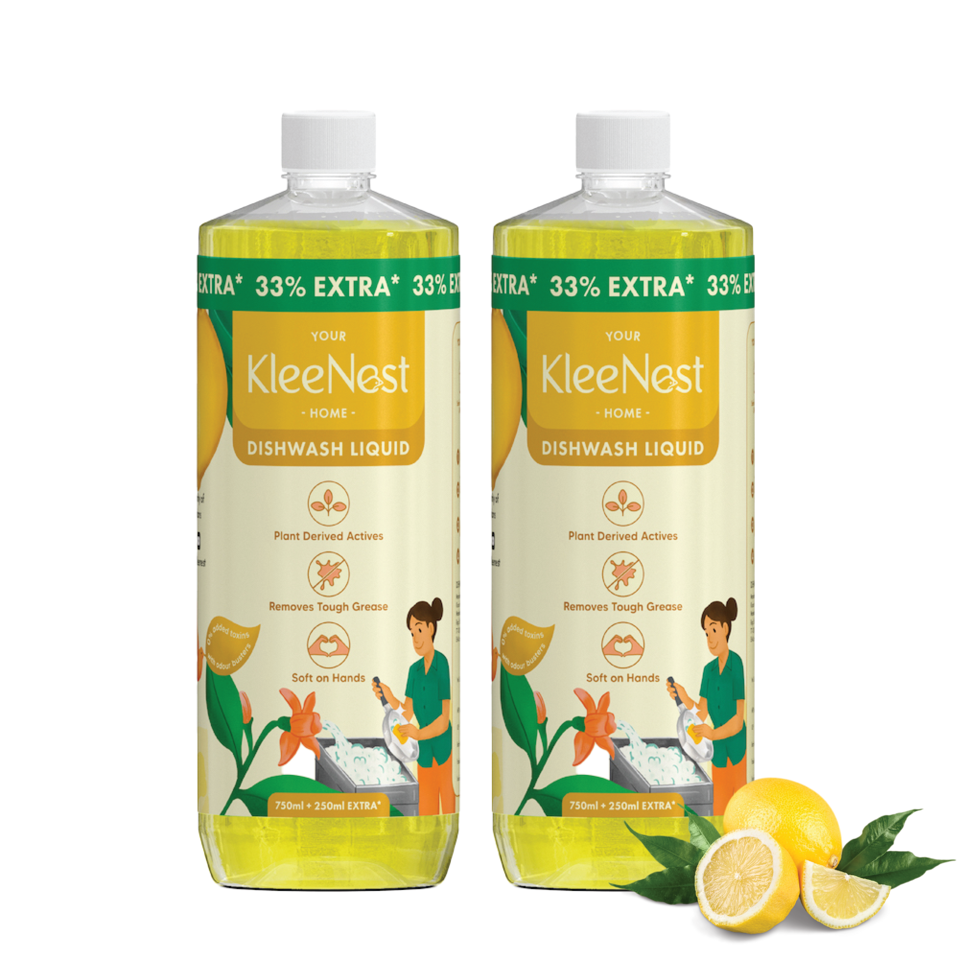 Kleenest Natural Dishwash Liquid 1 litre - Pack of 2