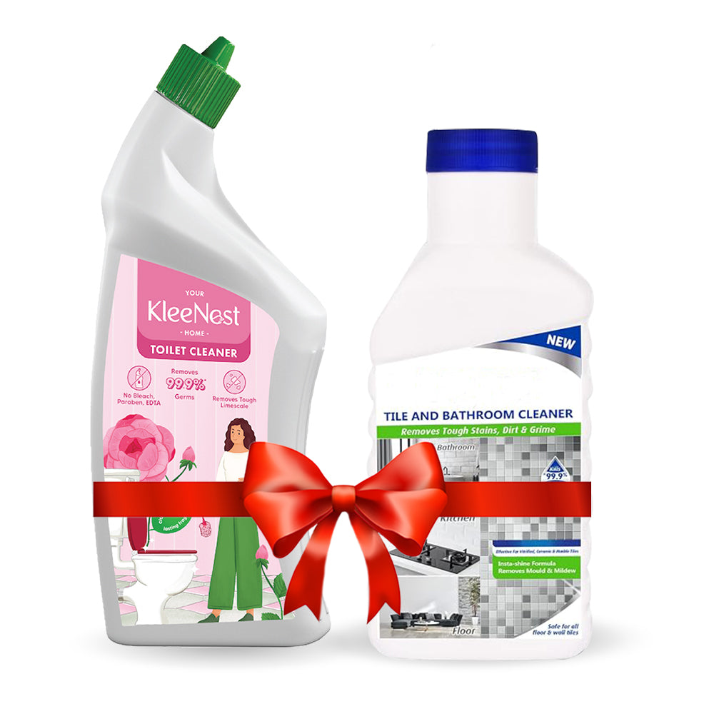 Toilet & Tile and Bathroom Cleaning Combo (Kleenest Toilet Cleaner 1000ml + Klenzmo Tile and Bathroom Cleaner 850ml)