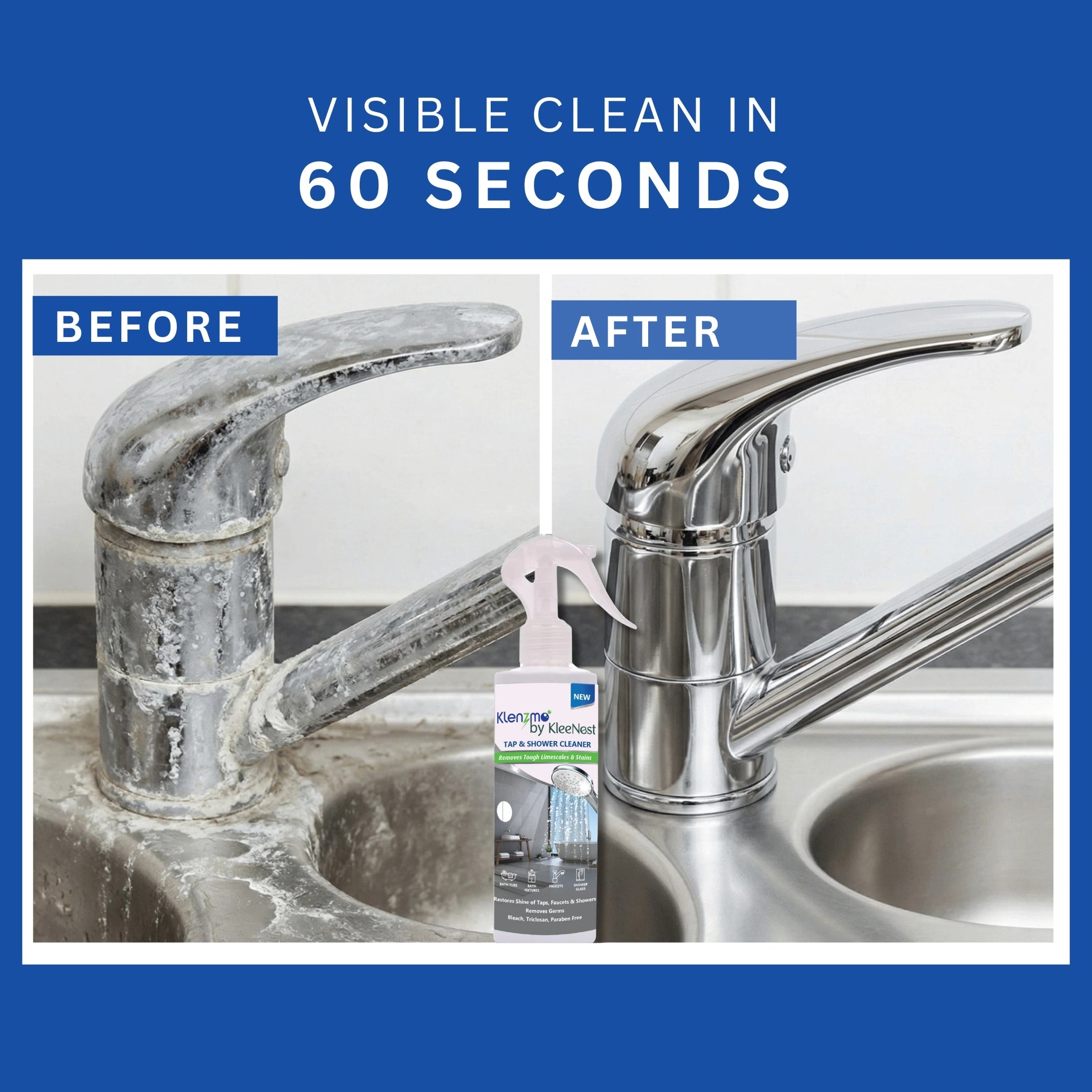 Tap & Shower Head Cleaning Liquid Spray | Hard Water Stain Remover - 270ml