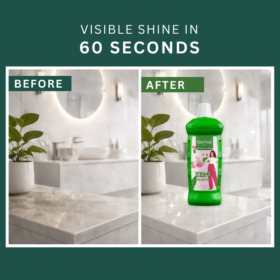 Kleenest Bathroom & Toilet Combo (Bathroom Cleaner 1 Ltr + Toilet Cleaner 1 Ltr), 0% Bleach, Plant-Based, Rose Fragrance