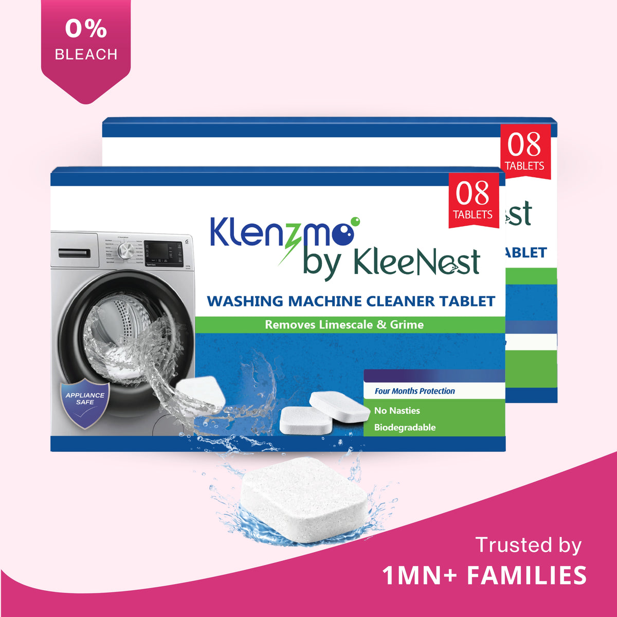 Klenzmo Washing Machine Descale Tablets, Pack of 2