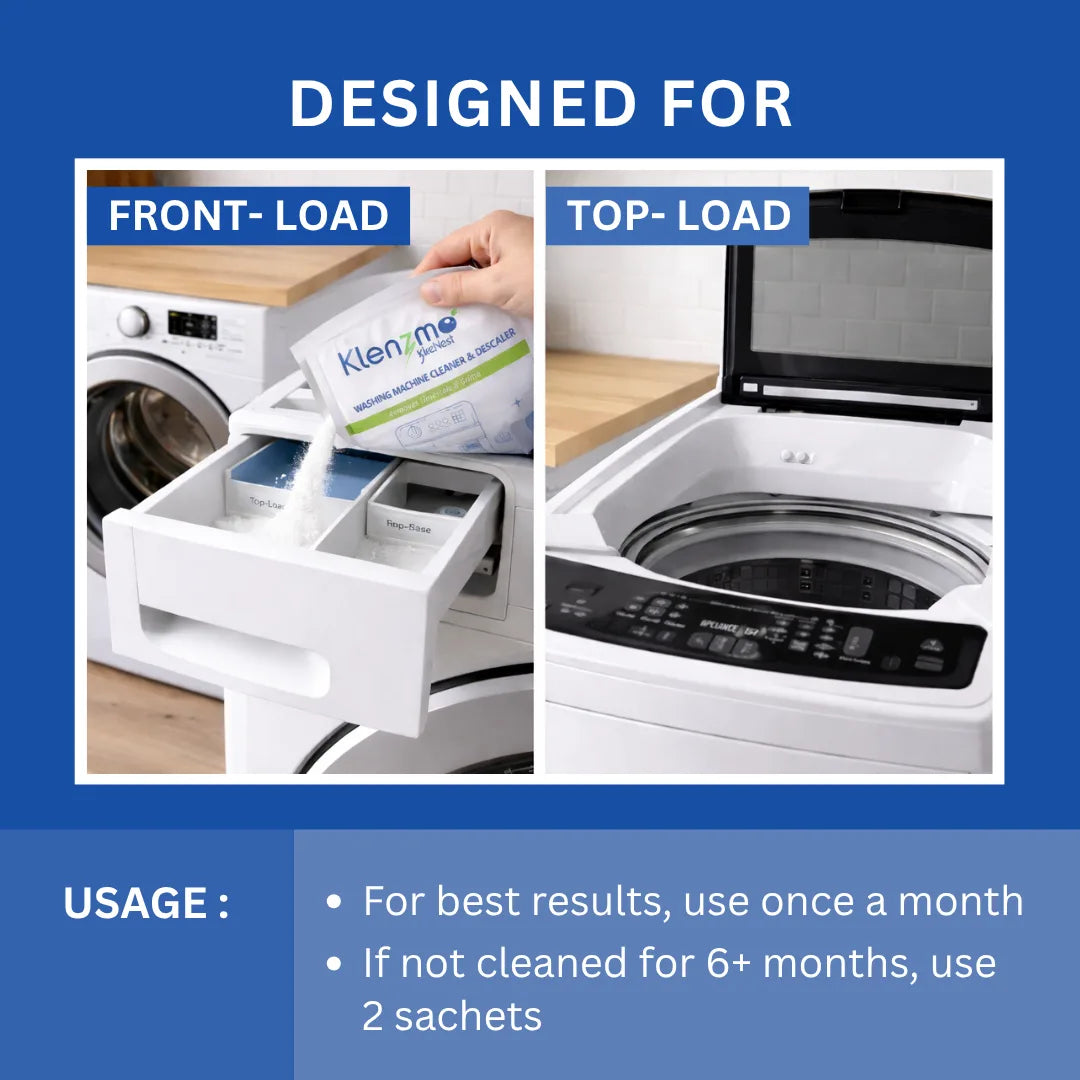 Washing Machine Cleaner & Descaler for Top Load and Front Load | Washing Machine Drum Cleaner - 6 Pouches