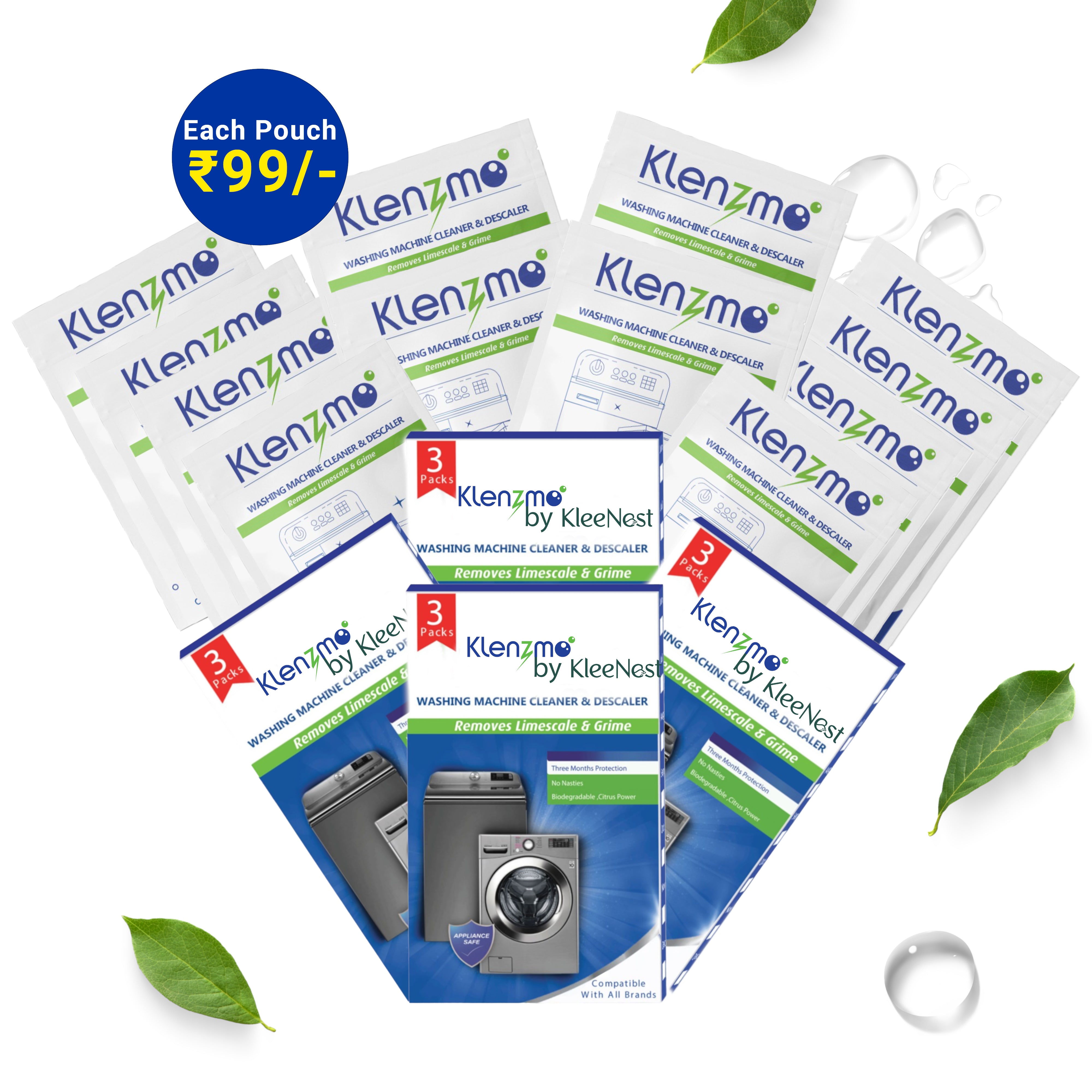 Washing Machine Cleaner and Descaler Pouch - Pack of 4