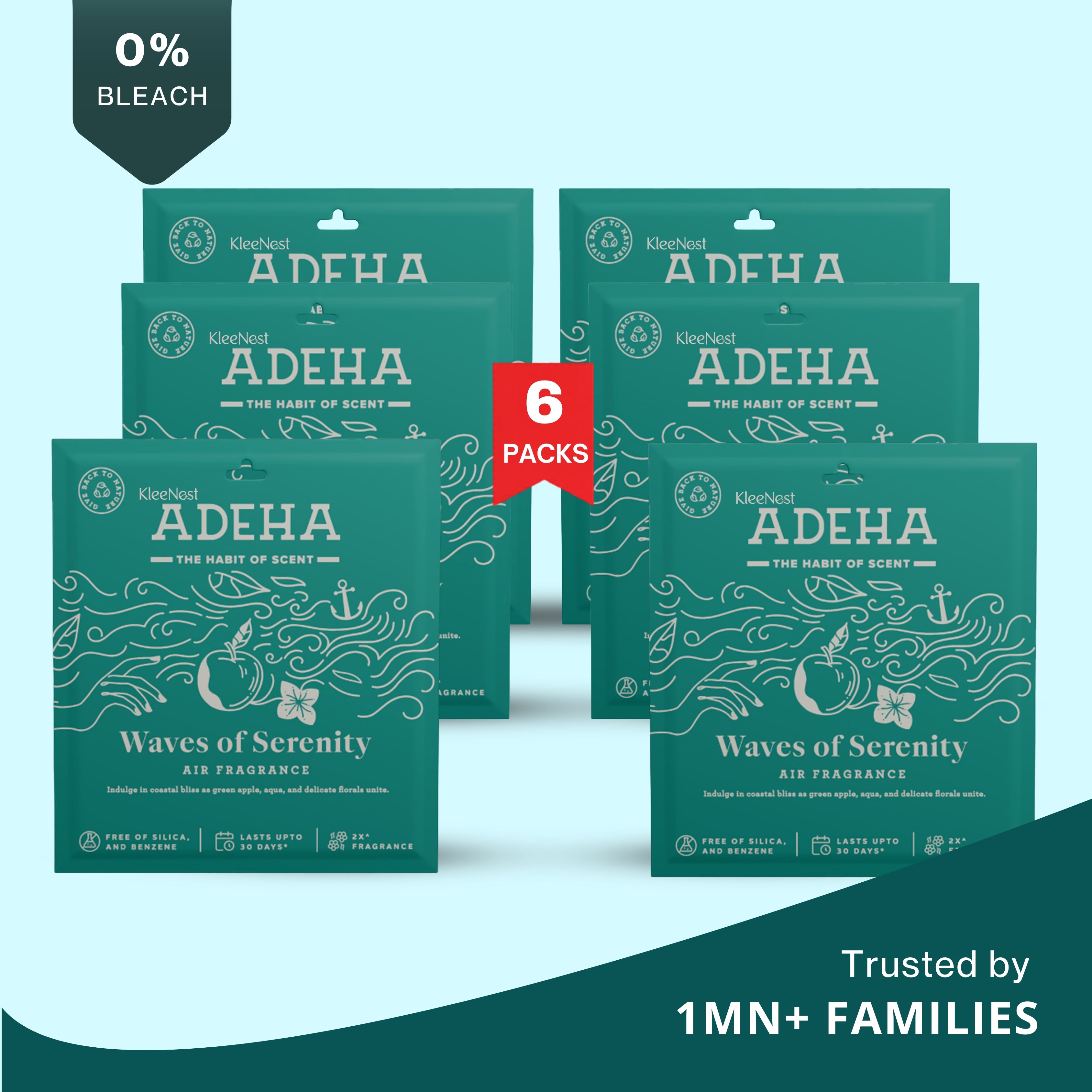 Adeha Fragrance Pouch - Air freshener for Bathroom, Car, Wardrobe - Waves of Serenity