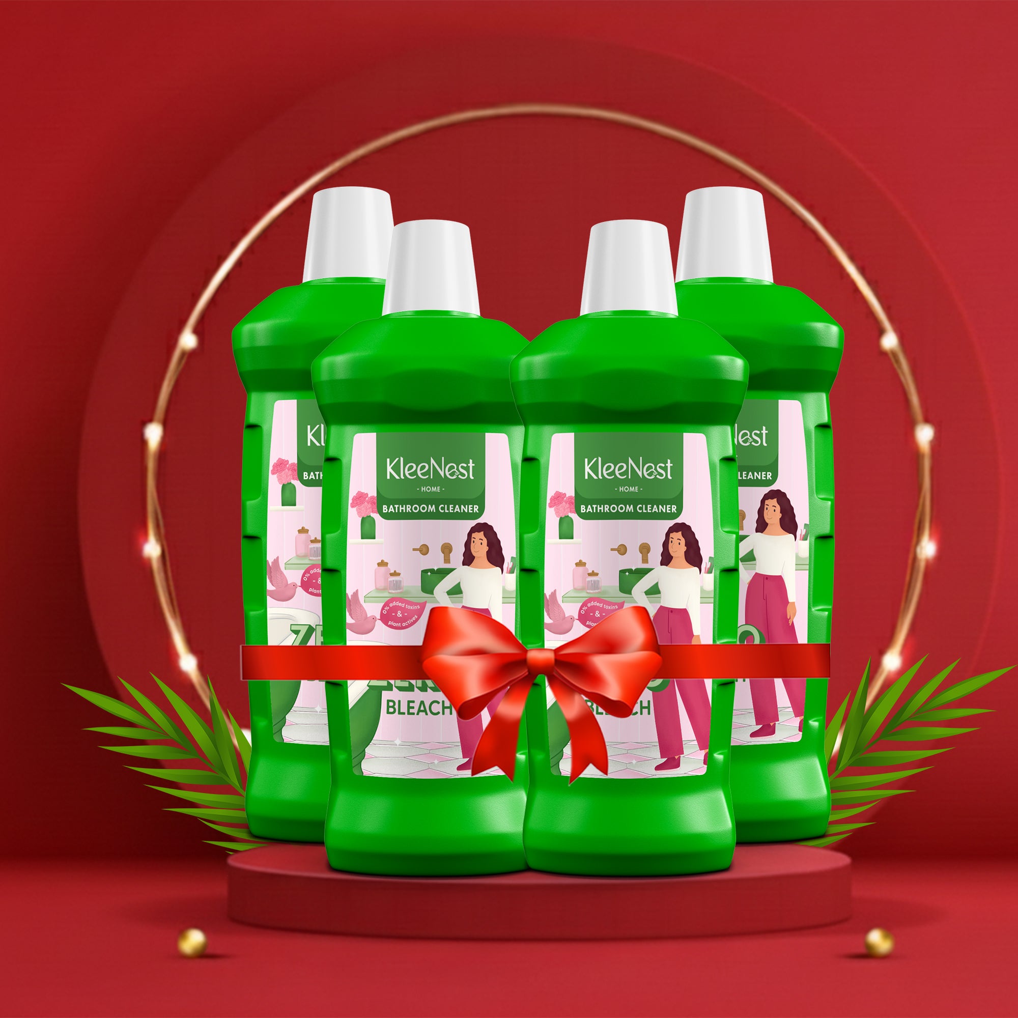 Kleenest Advanced Bathroom Cleaner Liquid, Rose – 1 litre (Pack of 4)