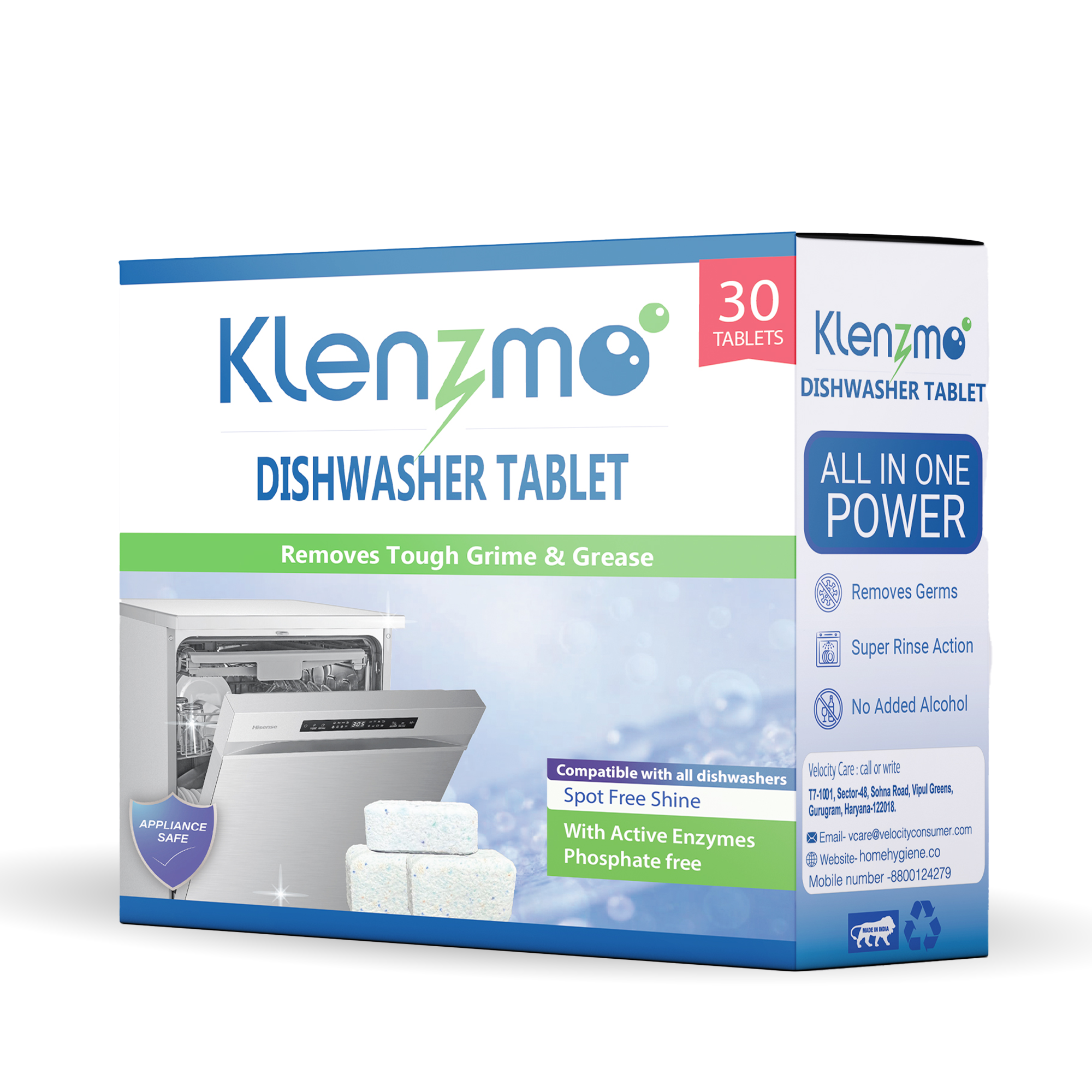 Dishwasher Tablets -  Remove Tough Stains, Grease & Grime - 30 Count