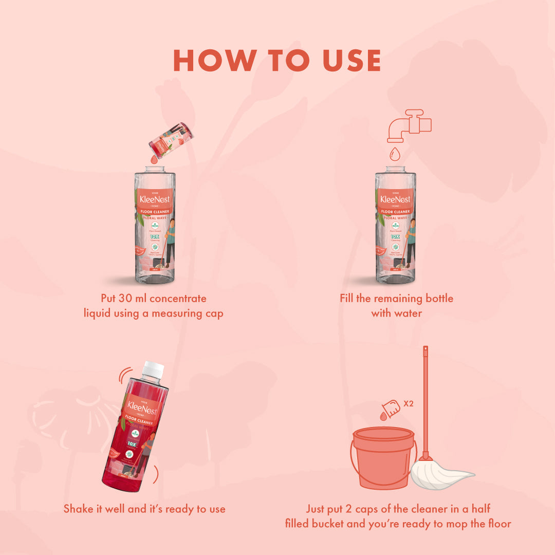 Kleenest 1.5 Litre Starter Kit – Floral Wave Floor Cleaner Pack of 2