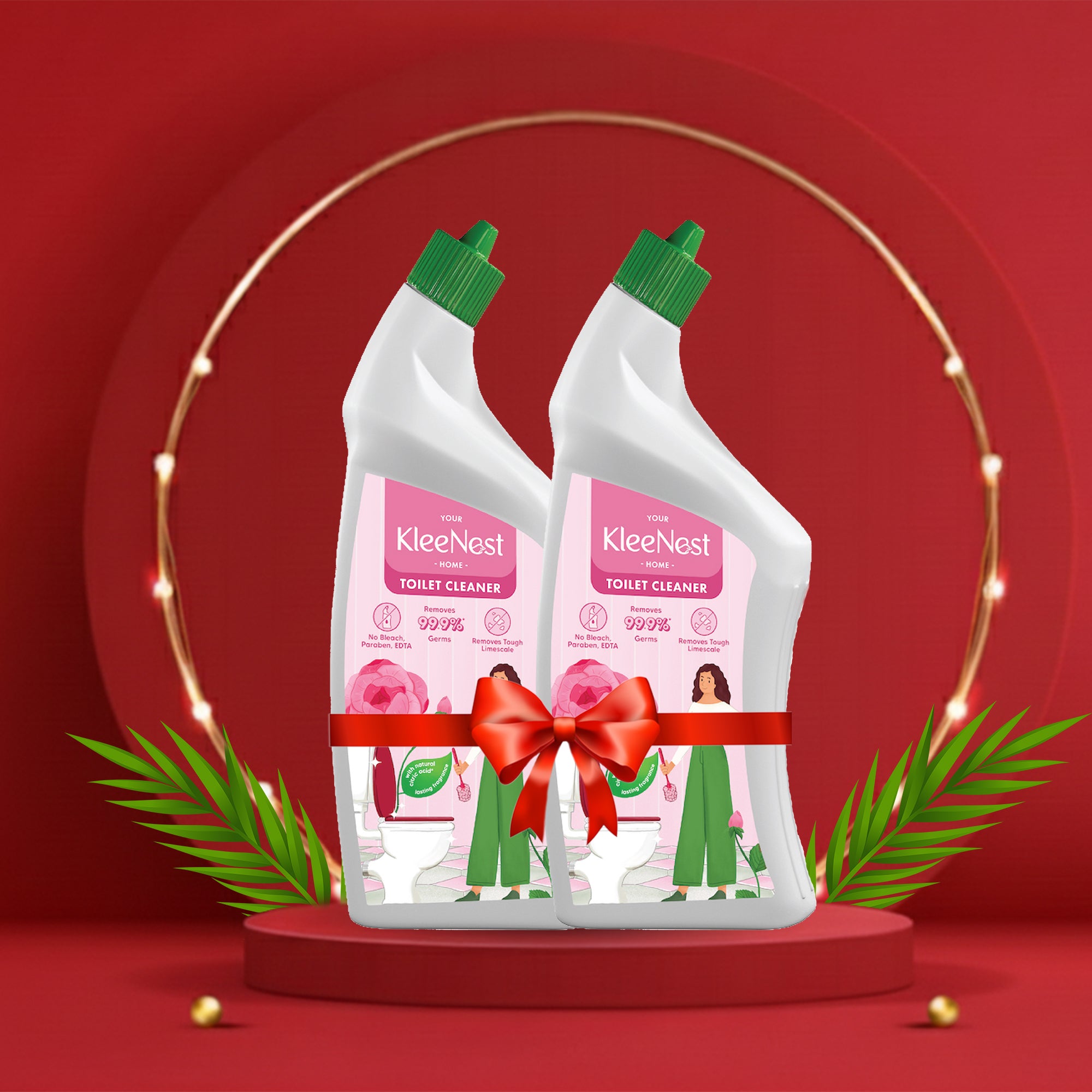 Kleenest Advanced Toilet Cleaner Liquid, Rose – 1 litre (Pack of 2)