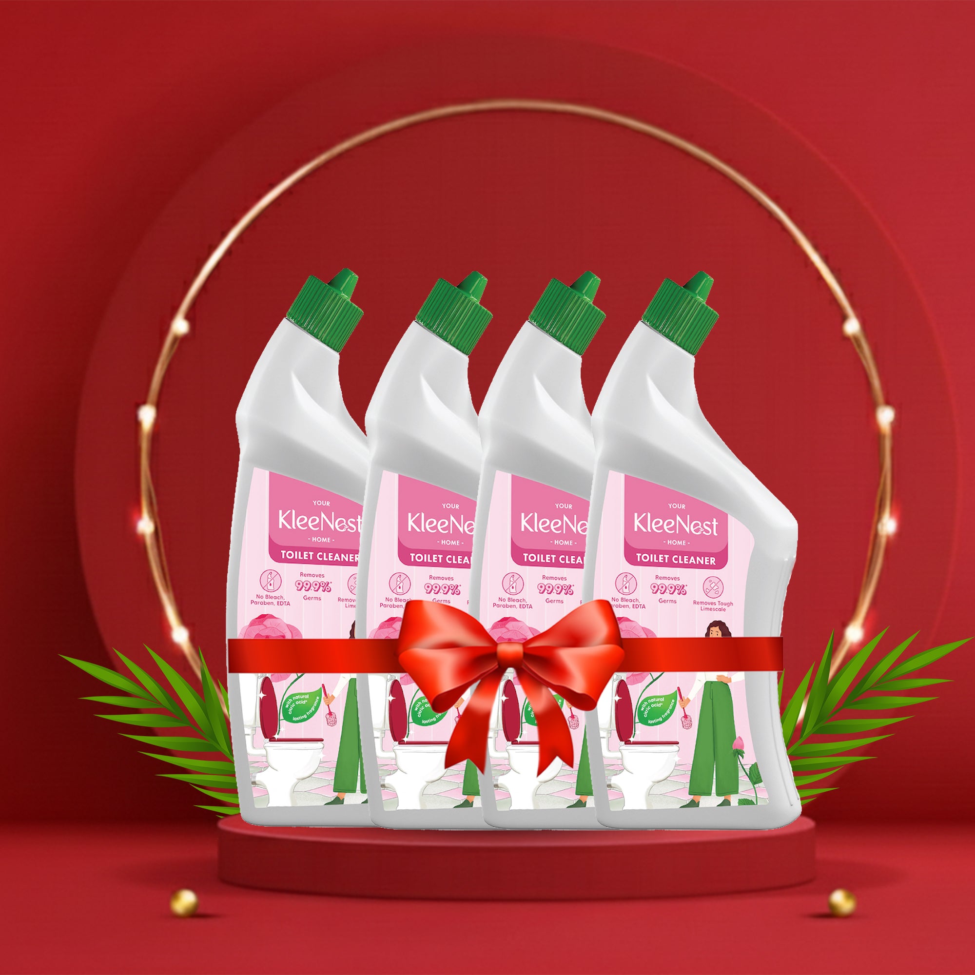 Kleenest Advanced Toilet Cleaner Liquid, Rose – 1 litre (Pack of 4)