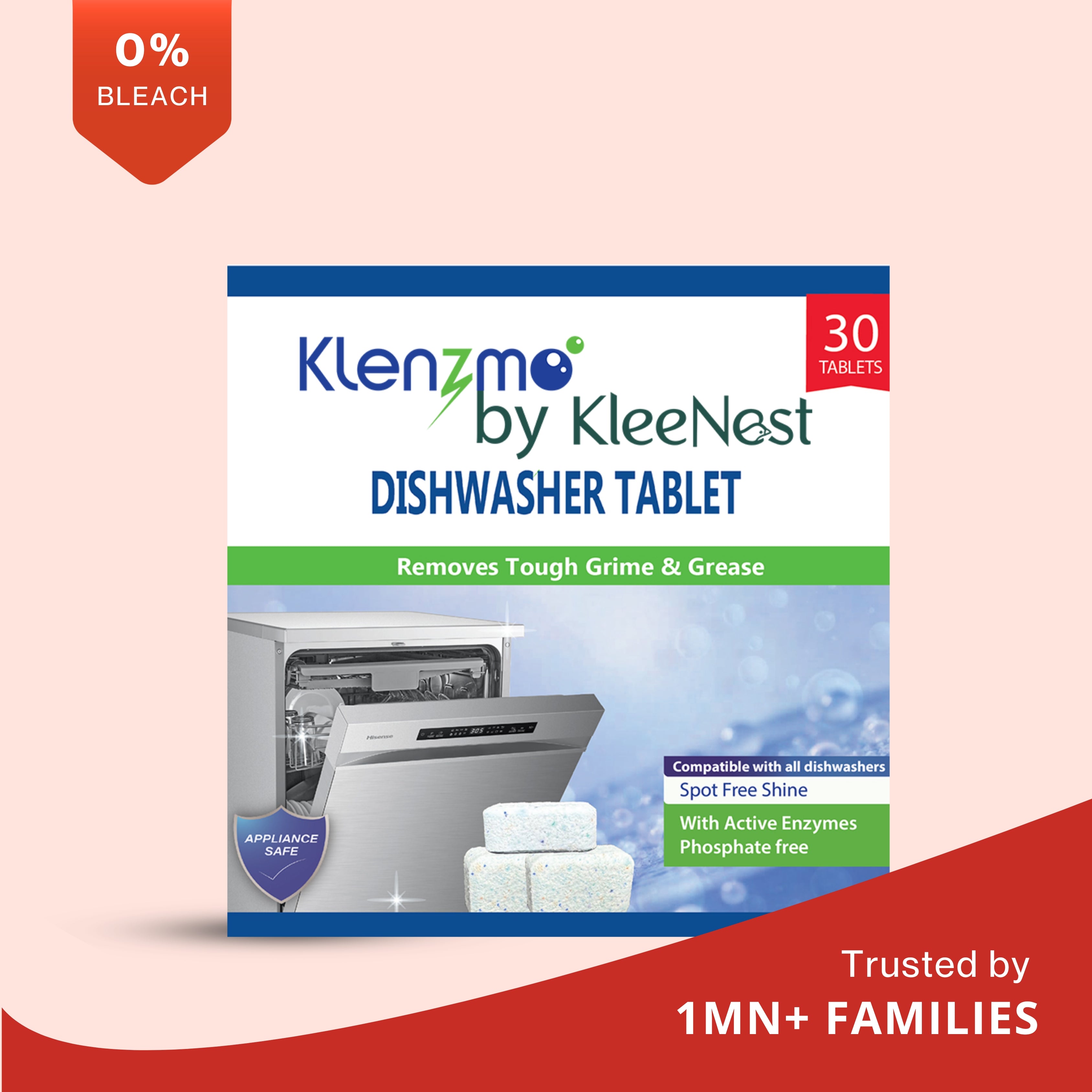 Dishwasher Tablets -  Remove Tough Stains, Grease & Grime - 30 Count