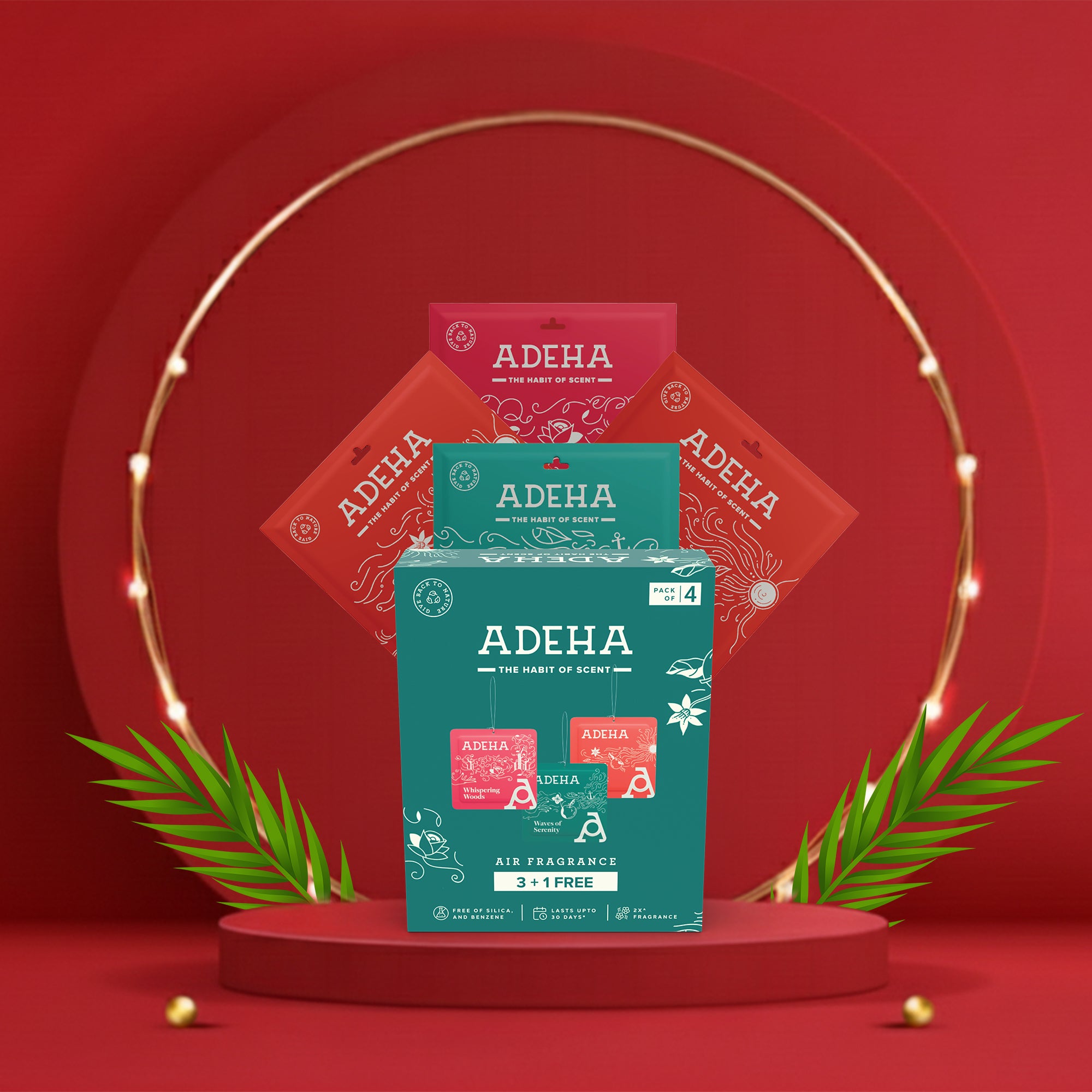 Adeha Air Freshener Pocket Mixed Fragrances- Buy 3 Get 1 (20g*4)