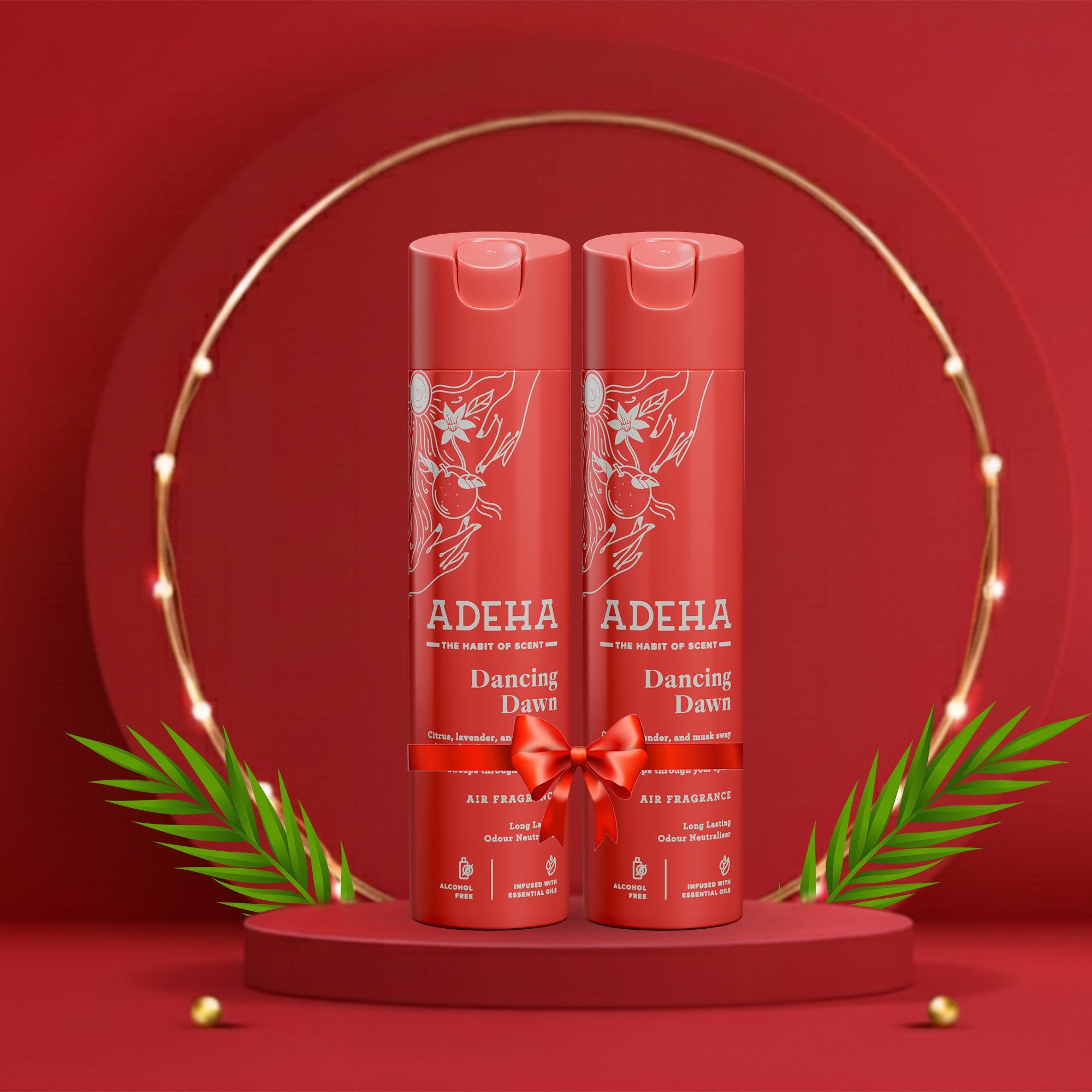 Adeha Room Air Freshener Spray - Dancing Dawn Pack of 2  | Alcohol Free Room Freshener for Home & Office (218 mlx2) | Long-Lasting Fragrance