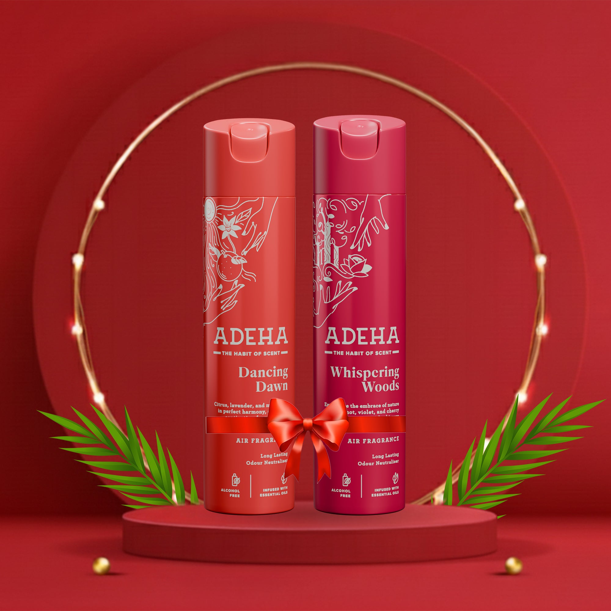 Adeha Room Air Freshener Spray Combo - Alcohol Free Room Freshener for Home & Office (218 mlx2) | Long-Lasting Fragrance