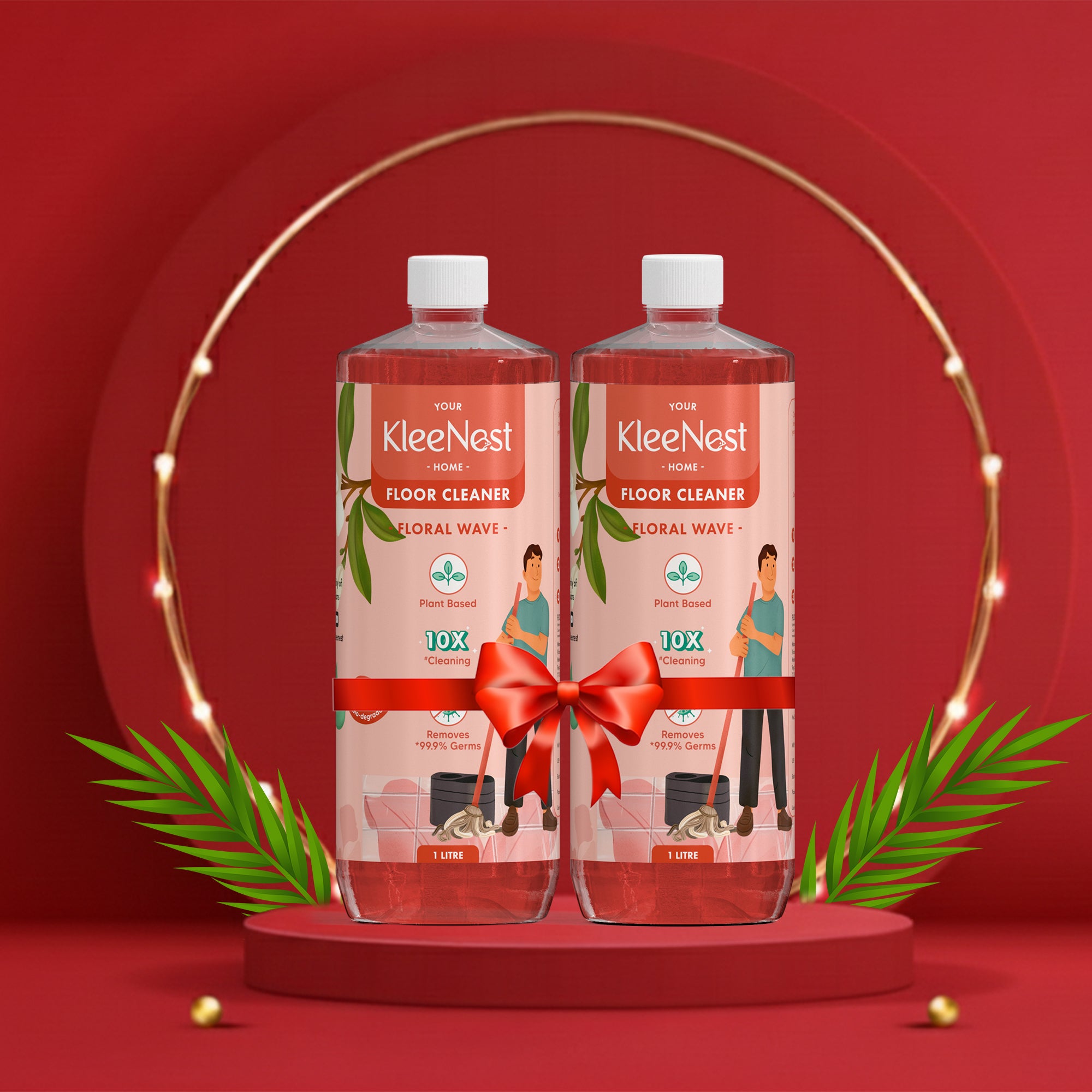 Kleenest Natural Eco-friendly Floor Cleaner Liquid 1 Litre ( Pack of 2)- Floral Wave