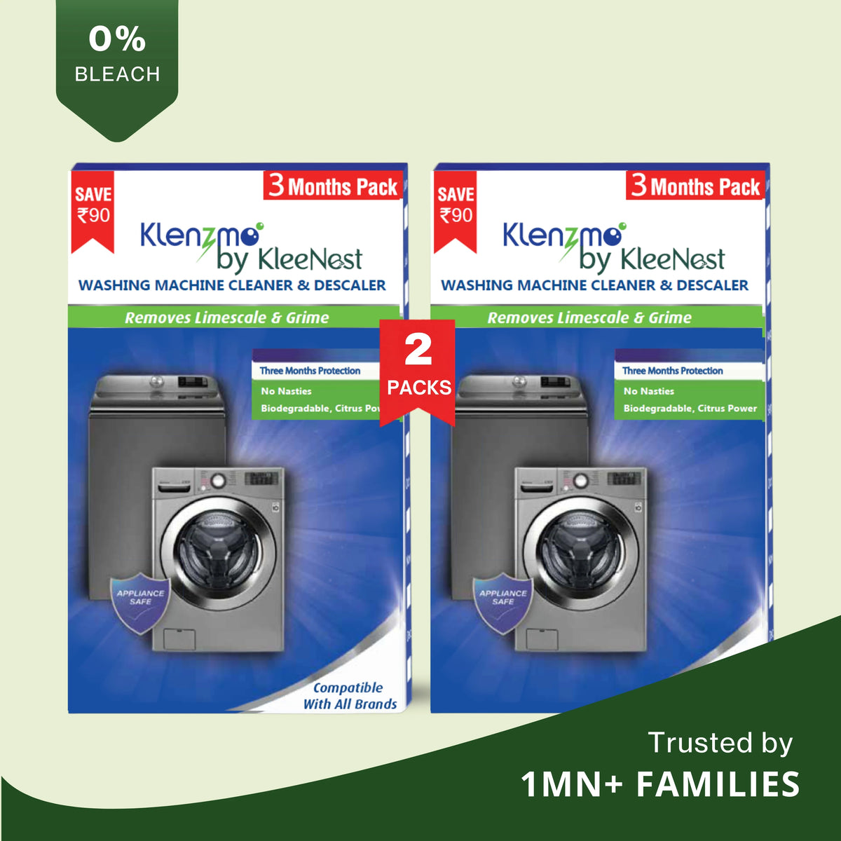 Klenzmo Washing Machine Cleaner & Descaler Pouches, 6 Pouches