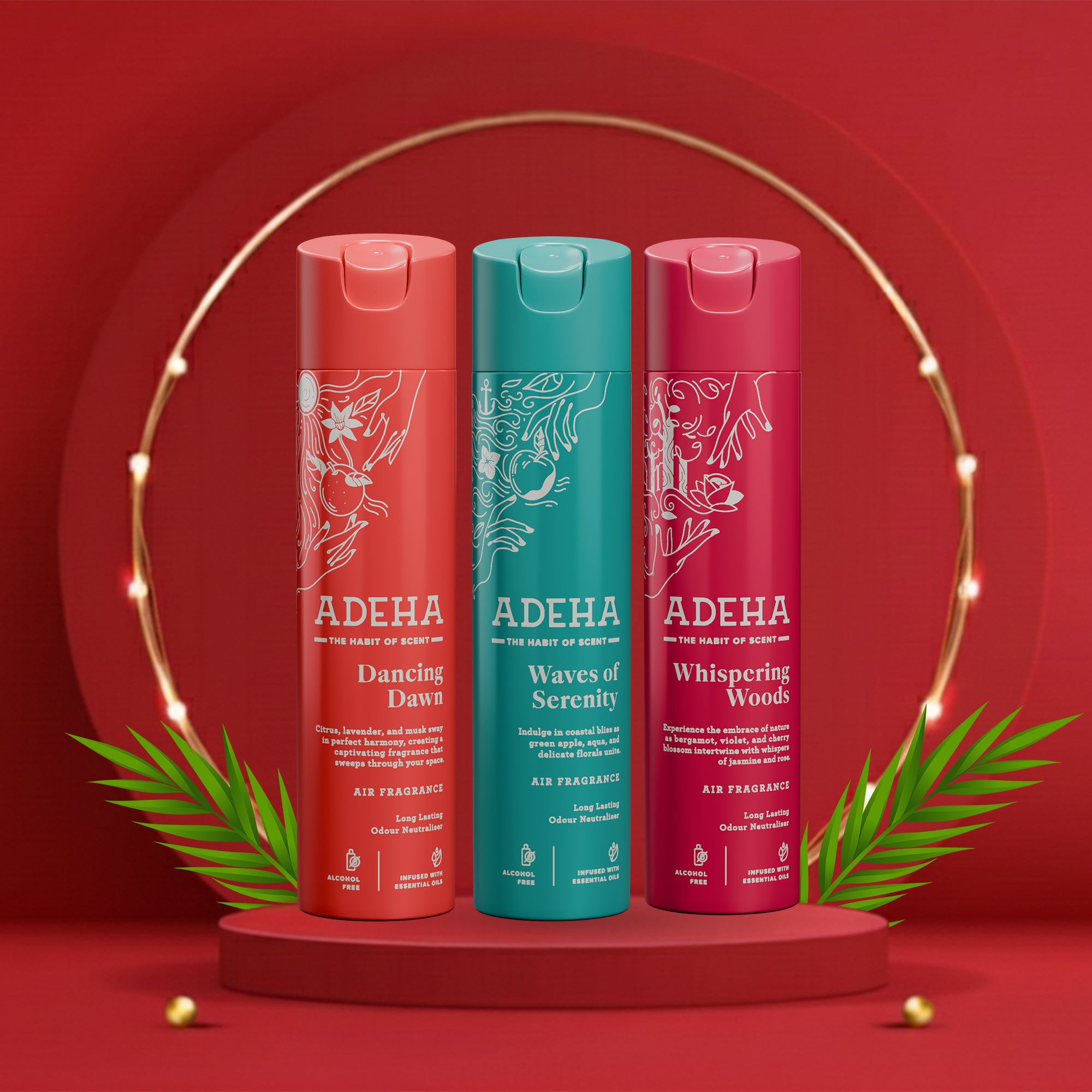 Adeha Room Air Freshener Spray  Buy 2 Get 1 Free - Alcohol Free Room Freshener for Home & Office (218 mlx3) | Long-Lasting Fragrance