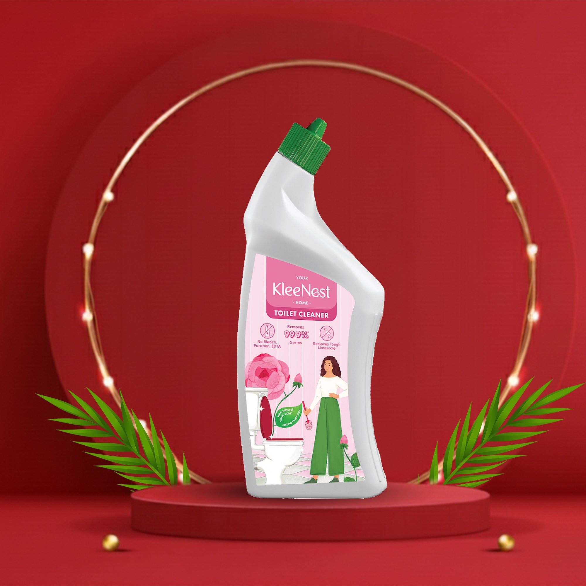 Kleenest Advanced Toilet Cleaner Liquid, Rose - 1000 ml