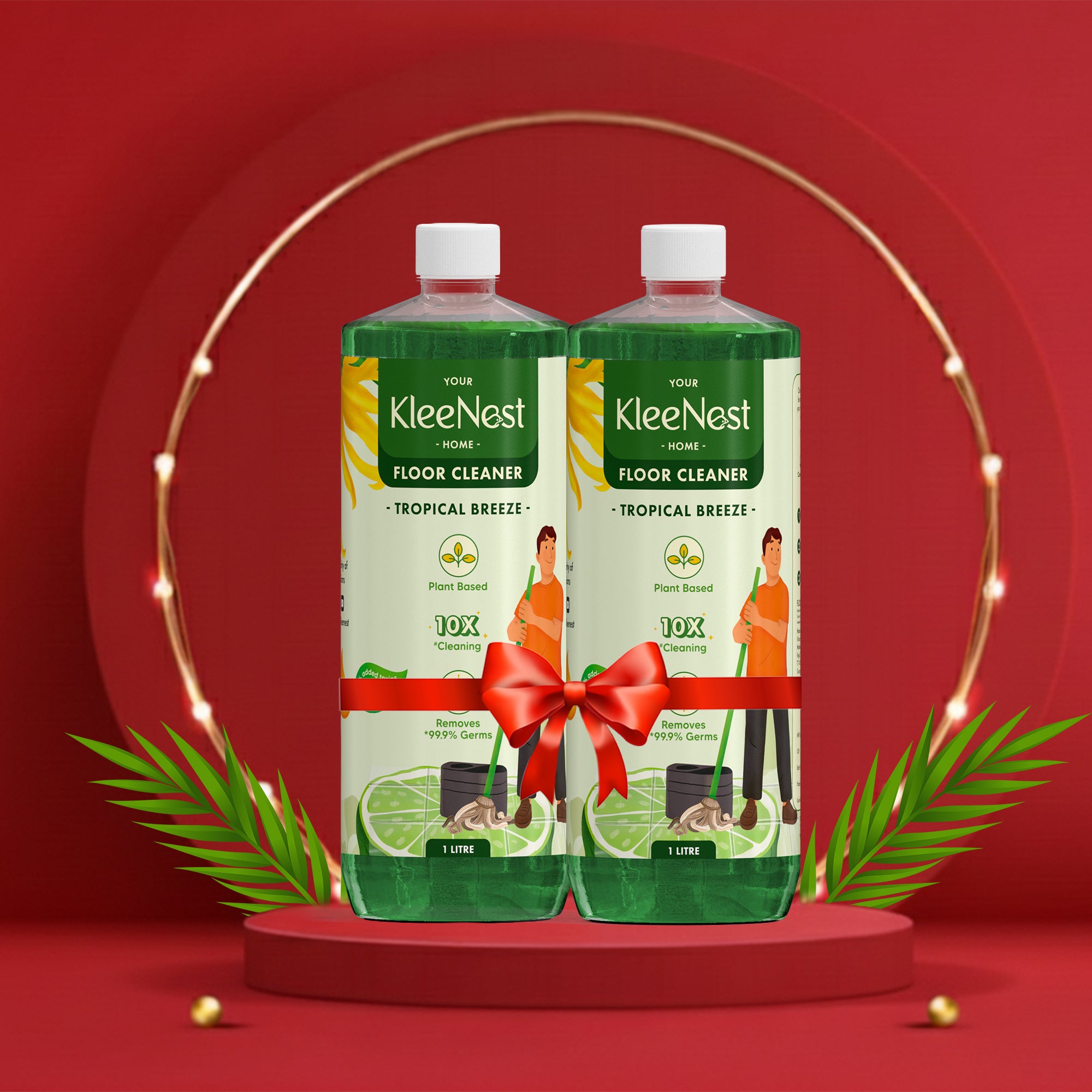 Kleenest Natural Eco-friendly Floor Cleaner Liquid 1 Litre (Pack of 2)- Tropical Breeze