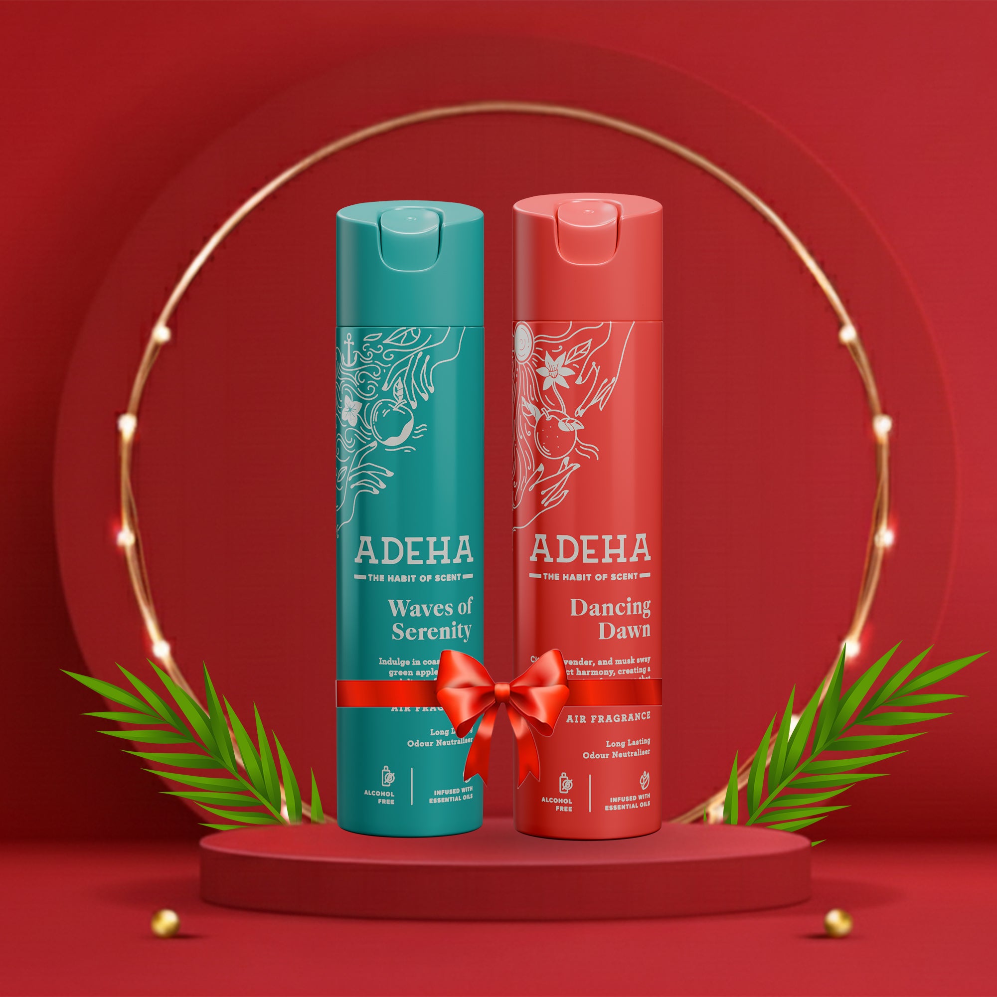 Adeha Room Air Freshener Spray Combo - Alcohol Free Room Freshener for Home & Office (218 mlx2) | Long-Lasting Fragrance