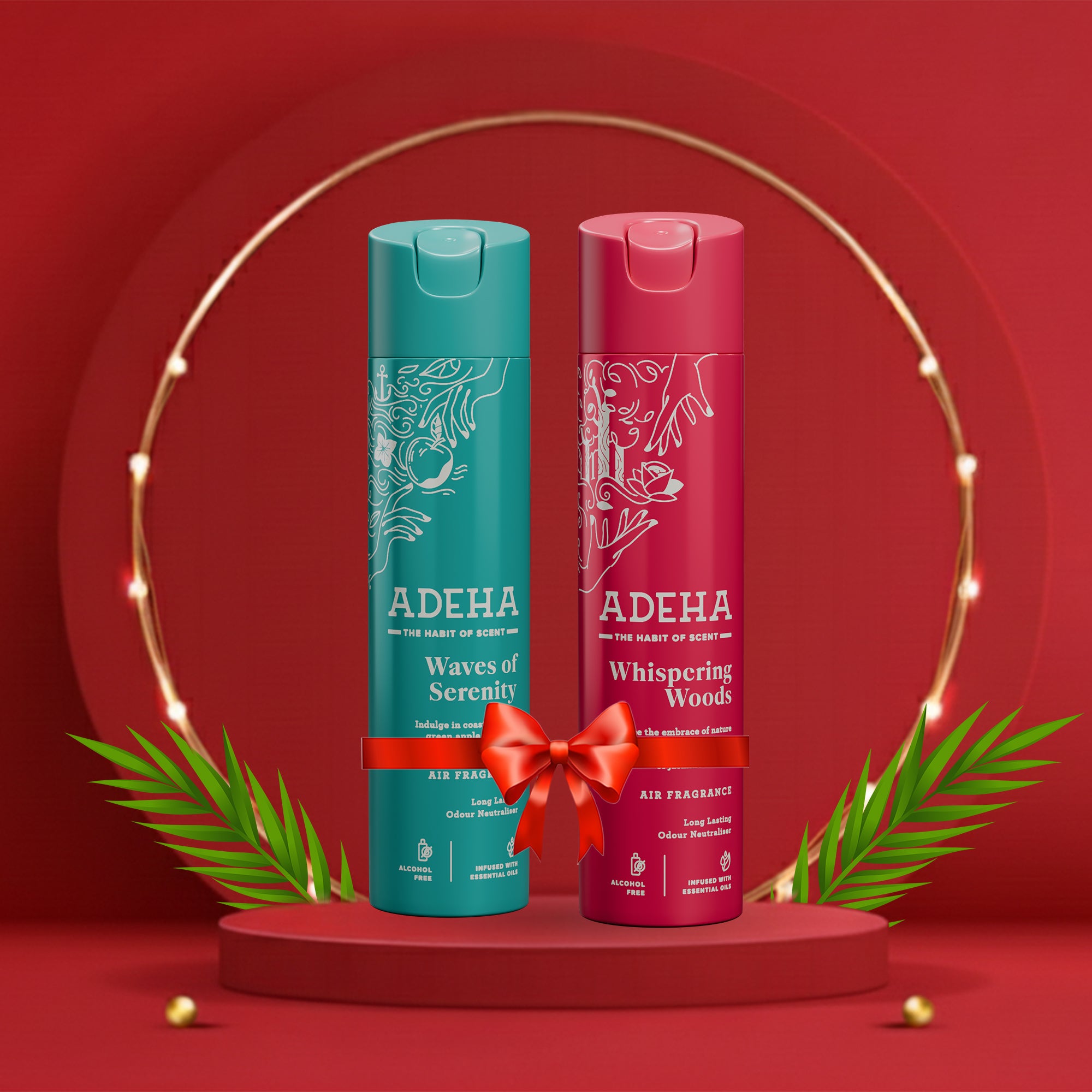 Adeha Room Air Freshener Spray Combo - Alcohol Free Room Freshener for Home & Office (218 mlx2) | Long-Lasting Fragrance